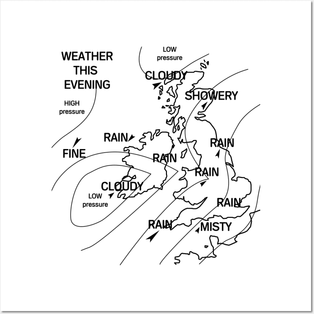 UK Weather Map Wall Art by dumbshirts